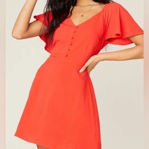 Jack by BB Dakota Red Button-Front Mini Dress